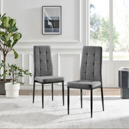 2x Paloma Grey Fabric Dining Chairs Black Legs