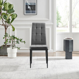 2x Paloma Grey Fabric Dining Chairs Black Legs - thumbnail 4