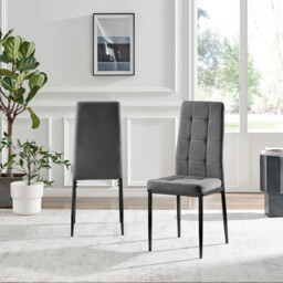 2x Paloma Grey Fabric Dining Chairs Black Legs - thumbnail 2