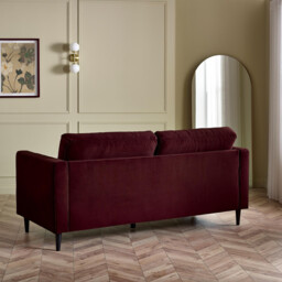 Jolene Maroon Velvet 3 Seater Sofa - thumbnail 3