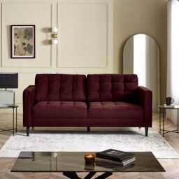 Jolene Maroon Velvet 3 Seater Sofa - thumbnail 2