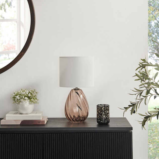 Aurelia Brown Glass & White Table Lamp - image 1