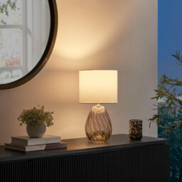 Aurelia Brown Glass & White Table Lamp - thumbnail 3