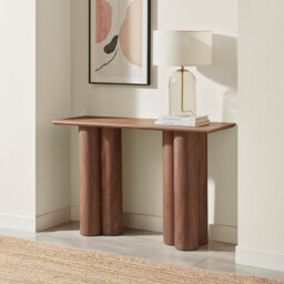 Sutton Walnut Veneer Wood Console Table - thumbnail 1