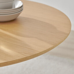 Novara 100cm Oak Veneer Top Round Dining Table & 4 Oak Masa Chairs - thumbnail 4