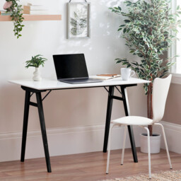 Ivan White and Black Wood Desk - thumbnail 1