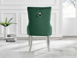 2x Belgravia Green Velvet Knockerback Dining Chairs Silver Legs - thumbnail 4