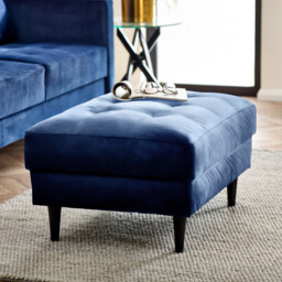 Jolene Navy Blue Velvet Footstool - thumbnail 3