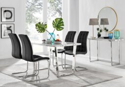 Kylo White Marble Effect Dining Table & 4 Murano Chairs - thumbnail 1