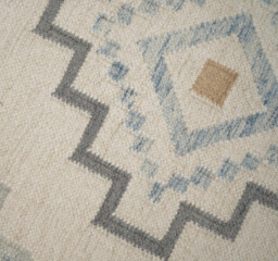 Briony Beige & Blue Aztec Patterned Kilim Rug - thumbnail 3