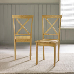 2x Millford Oak Effect Solid Wood Crossback Dining Chairs - thumbnail 2