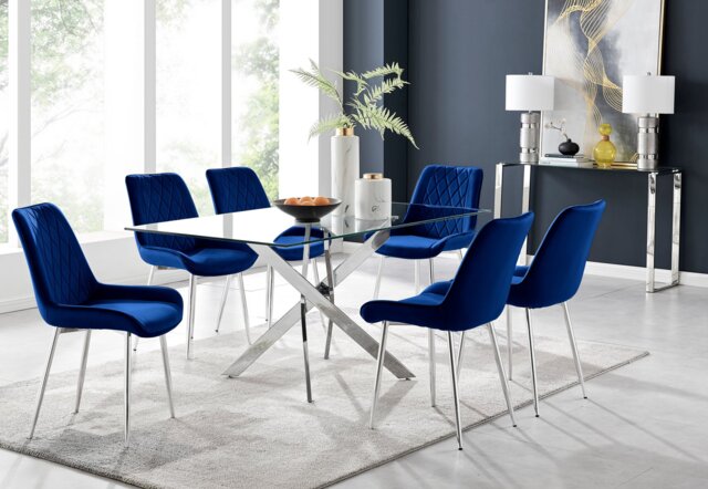 Leonardo 6 Dining Table and 6 Pesaro Silver Leg Chairs - image 1