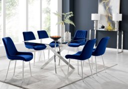 Leonardo 6 Dining Table and 6 Pesaro Silver Leg Chairs