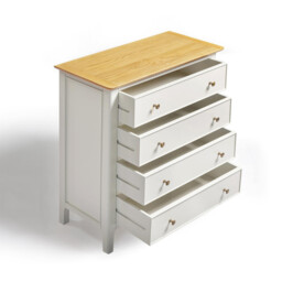 Belle 4 Drawer Solid Oak Wood and Cream Chest of Drawers - thumbnail 4