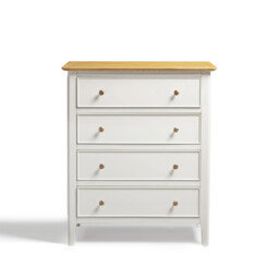 Belle 4 Drawer Solid Oak Wood and Cream Chest of Drawers - thumbnail 3