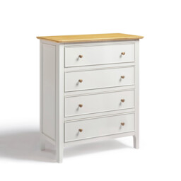 Belle 4 Drawer Solid Oak Wood and Cream Chest of Drawers - thumbnail 2