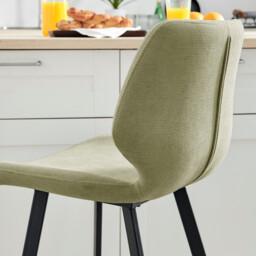 2x Nyla Sage Green Fabric Counter Stools Black Legs - thumbnail 4