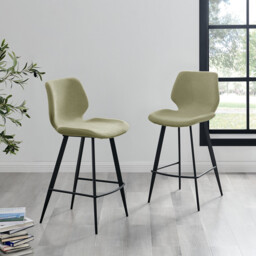 2x Nyla Sage Green Fabric Counter Stools Black Legs - thumbnail 2