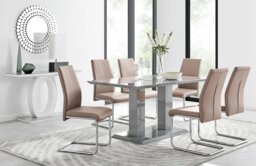 Imperia Grey Modern High Gloss Dining Table And 6 Lorenzo Dining Chairs Set - thumbnail 1