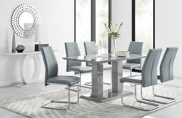 Imperia Grey Modern High Gloss Dining Table And 6 Lorenzo Dining Chairs Set - thumbnail 3