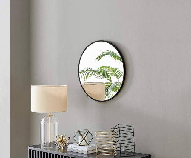 Emma Black Small Round Wall Mirror 60cm - image 1