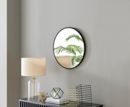 Emma Black Small Round Wall Mirror 60cm