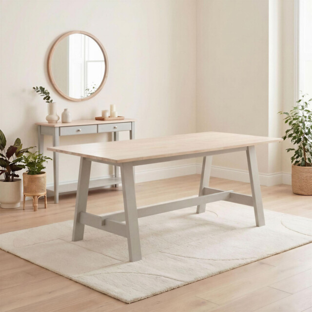 Blakeney Rectangular Whitewash & Light Grey Wood 6 Seater Dining Table - image 1