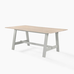 Blakeney Rectangular Whitewash & Light Grey Wood 6 Seater Dining Table - thumbnail 2