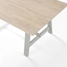 Blakeney Rectangular Whitewash & Light Grey Wood 6 Seater Dining Table - thumbnail 4