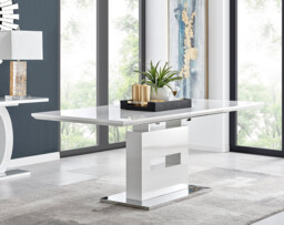 Arezzo Large Extending Dining Table and 8 Velvet Milan Black Leg Chairs - thumbnail 2