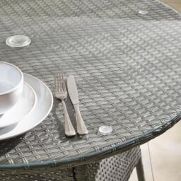 Furniturebox Antigua 4 Seat Round Table Garden Dining Set, Rattan in Grey - Size: 100x75x100 cm - thumbnail 3