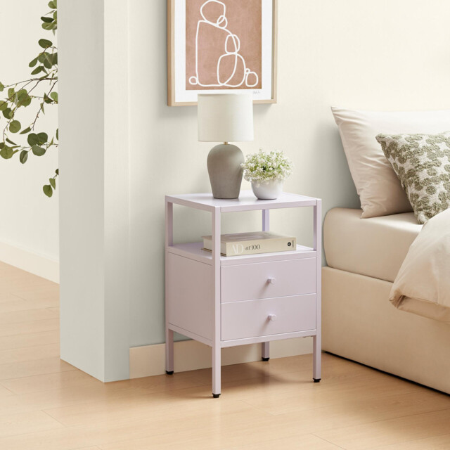 Lykke Lilac Metal Storage Bedside Table - image 1