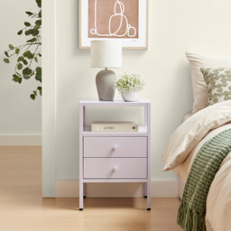 Lykke Lilac Metal Storage Bedside Table - thumbnail 2