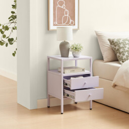 Lykke Lilac Metal Storage Bedside Table - thumbnail 3