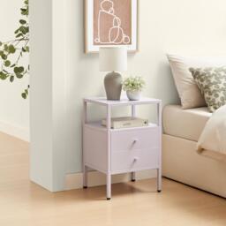 Furniturebox Lykke Lilac Storage Bedside Table, Metal in Pink/Lilac - Size: 40x60x35 cm