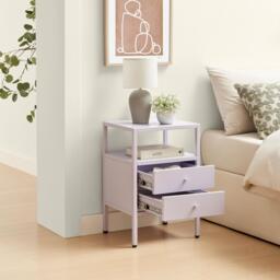 Furniturebox Lykke Lilac Storage Bedside Table, Metal in Pink/Lilac - Size: 40x60x35 cm - thumbnail 3