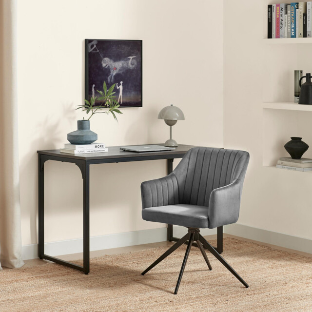 Calla Grey Velvet Swivel Office Chair - image 1
