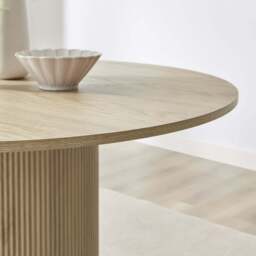 Furniturebox Penrose Round Oak Effect Wood Dining Table 4 Rhea Chairs, Polyester in Grey - Size: 53.5x76x54.5 cm - thumbnail 5