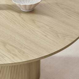 Furniturebox Penrose Round Oak Effect Wood Dining Table 4 Rhea Chairs, Polyester in Grey - Size: 53.5x76x54.5 cm - thumbnail 4