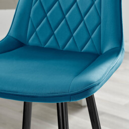 2x Pesaro Blue Velvet Counter Stools Black Legs - thumbnail 3