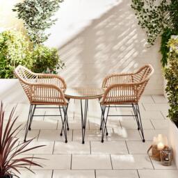 Furniturebox Belize Beige 2 Seat Garden Bistro Set, Rattan in Beige/Cream - Size: 56x84x62 cm - thumbnail 7