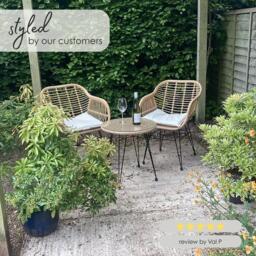 Furniturebox Belize Beige 2 Seat Garden Bistro Set, Rattan in Beige/Cream - Size: 56x84x62 cm - thumbnail 9