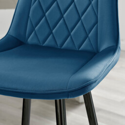 2x Pesaro Navy Blue Velvet Counter Stools Black Legs - thumbnail 3