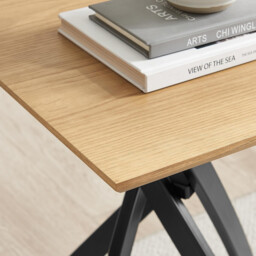Leonardo Square Oak Veneer and Black Side Table - thumbnail 3