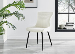 Adley Grey Concrete Effect Storage Dining Table & 4 Nora Black Leg Chairs - thumbnail 3
