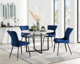 Adley Grey Concrete Effect Storage Dining Table & 4 Nora Black Leg Chairs - thumbnail 1