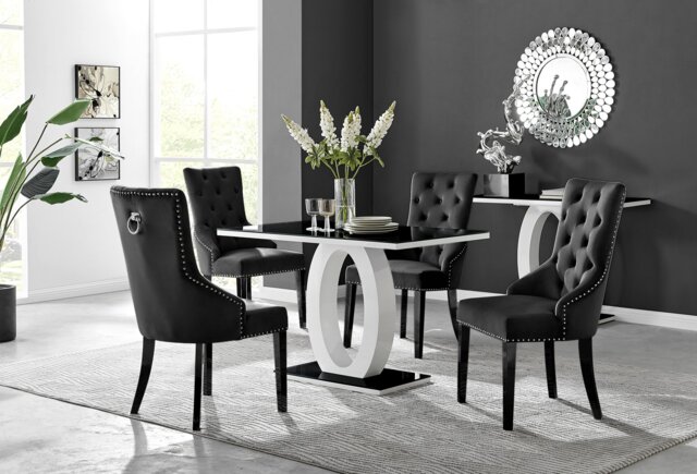 Giovani 4 Black Dining Table & 4 Belgravia Black Leg Chairs - image 1