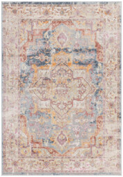 Farah Beige & Blue Persian Inspired Medallion Rug - thumbnail 3