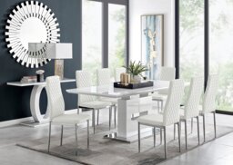 Arezzo Large Extending Dining Table and 8 Milan Chairs