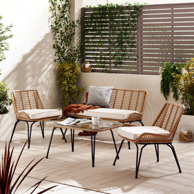 Lisbon Beige Rattan 4 Seat Garden Sofa & Chairs Set - image 1